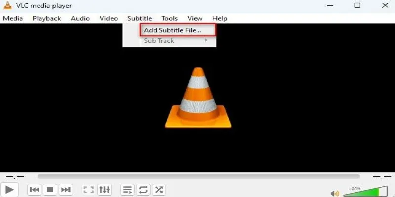 VLC Media Player interface for adding subtitles