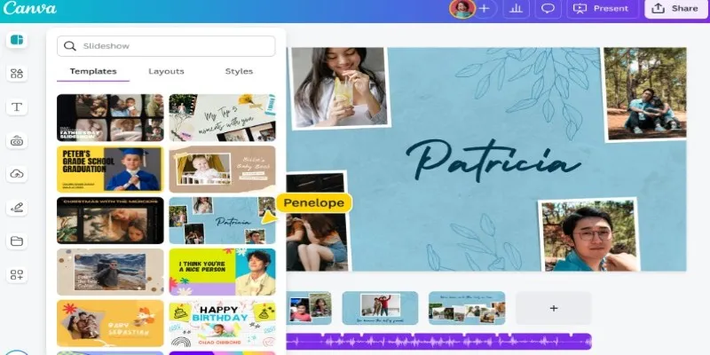Online slideshow maker interface