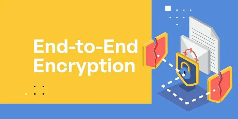 Illustration of end-to-end encryption in messaging