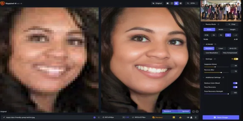 Topaz Gigapixel AI interface