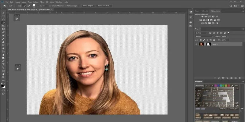 Adobe Photoshop interface showing sketch conversion tools