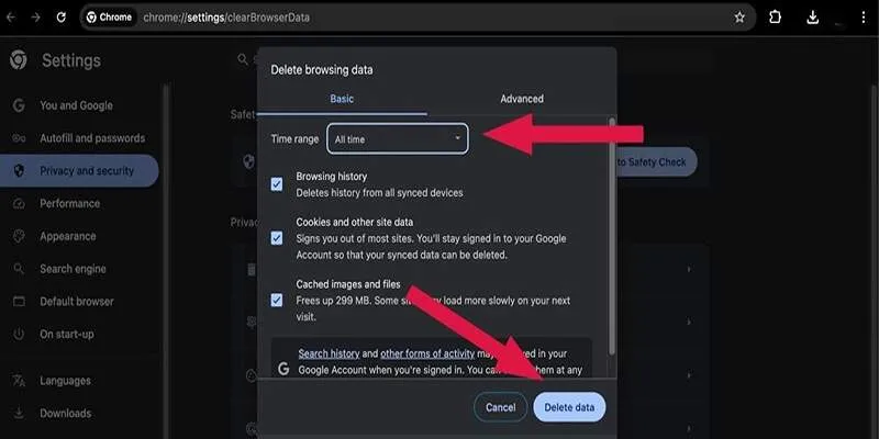 Illustration of clearing cache process in web browsers