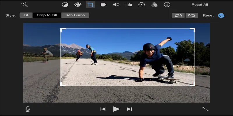 iMovie video editing interface screenshot