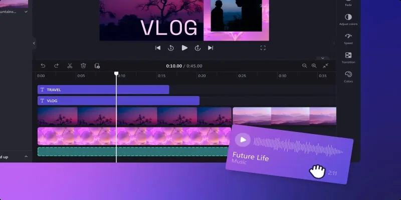 Audio waveform representing music syncing with video transitions