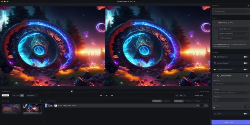 Topaz Video Enhance AI interface