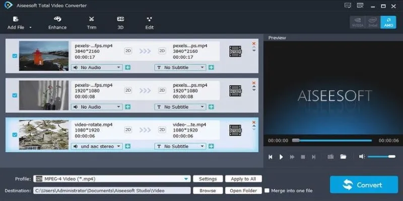Aiseesoft MXF Converter Interface