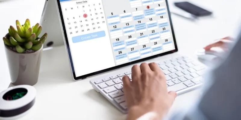 A person using a scheduling app on a smartphone