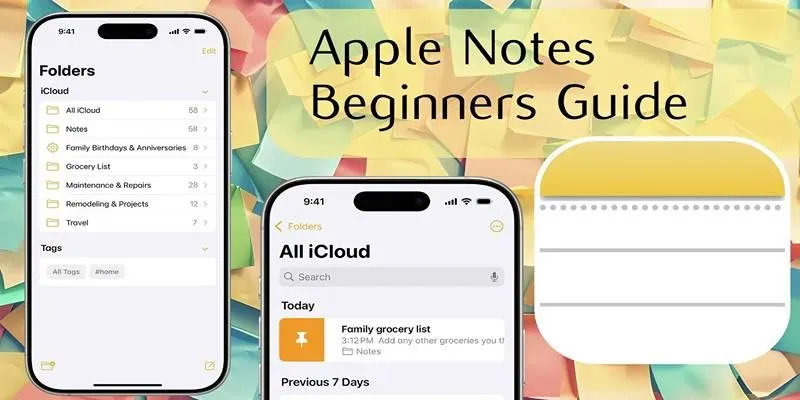Apple Notes interface on various devices