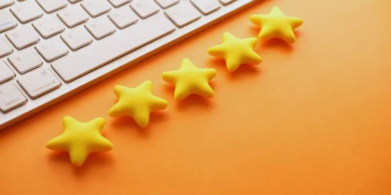 Business professional managing online reviews