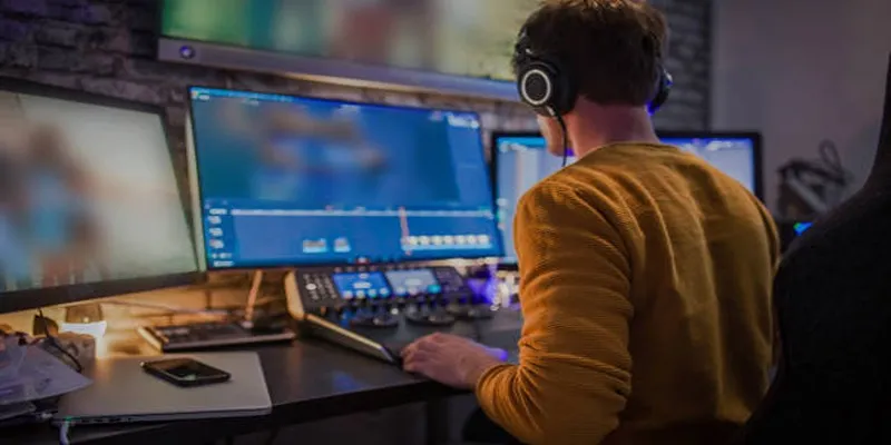 A person using a 3D video maker on a computer