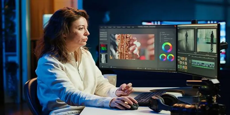 A person choosing a video editing app on a tablet