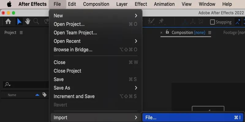Importing video clip in After Effects