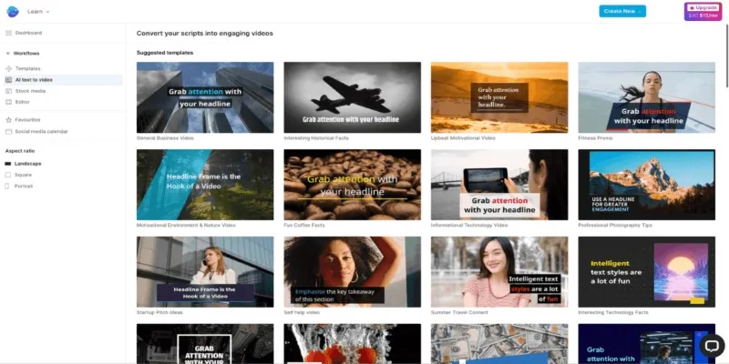 InVideo Template Selection