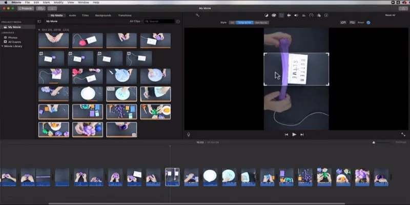 iMovie interface on Mac