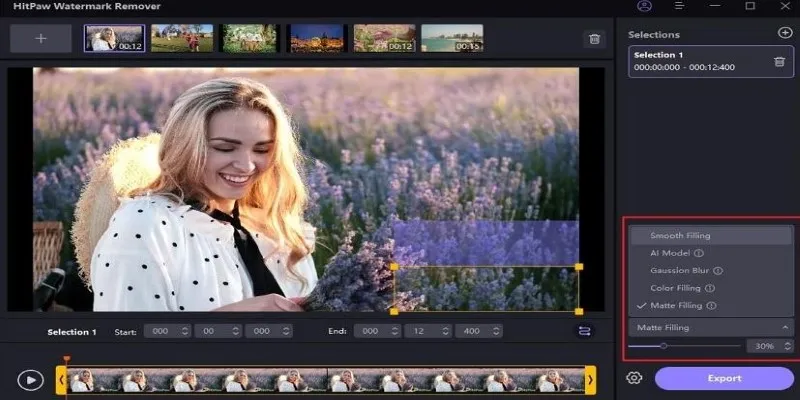 Using content-aware tools to remove text from video
