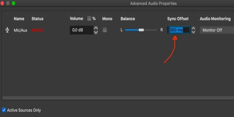 OBS Sync Offset Settings