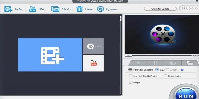 WinX HD Video Converter interface