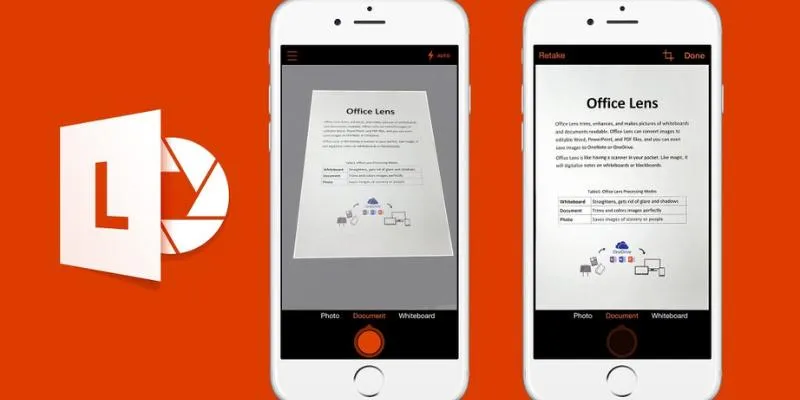 Microsoft Lens app demonstration on a mobile device.
