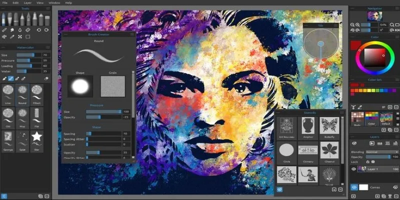 Rebelle painting interface