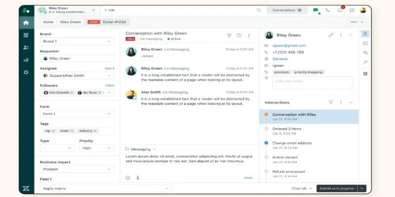 Zendesk Interface