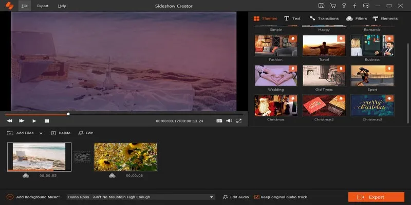 Creating a Flickr slideshow with
music