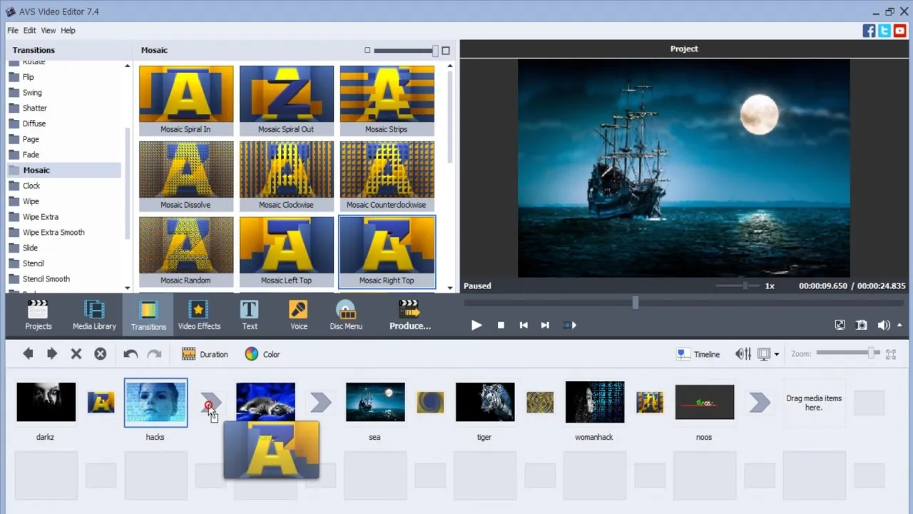 AVS Video Editor Interface