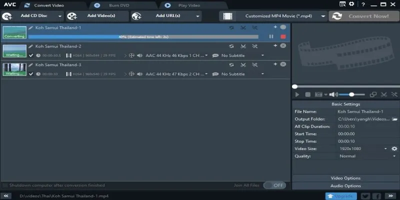 Any Video Converter interface
