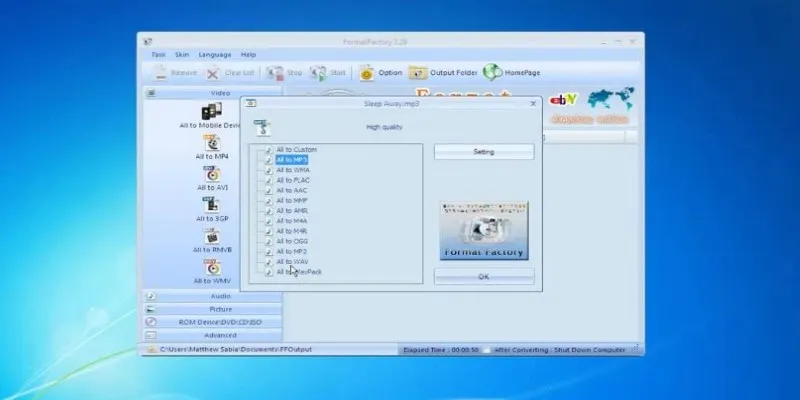 Format Factory interface
