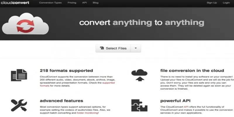 CloudConvert tool interface