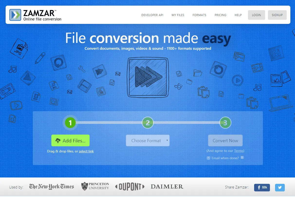 Online video converter
interface