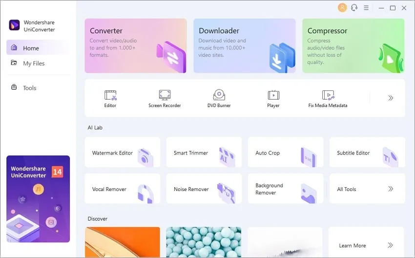 Wondershare Interface